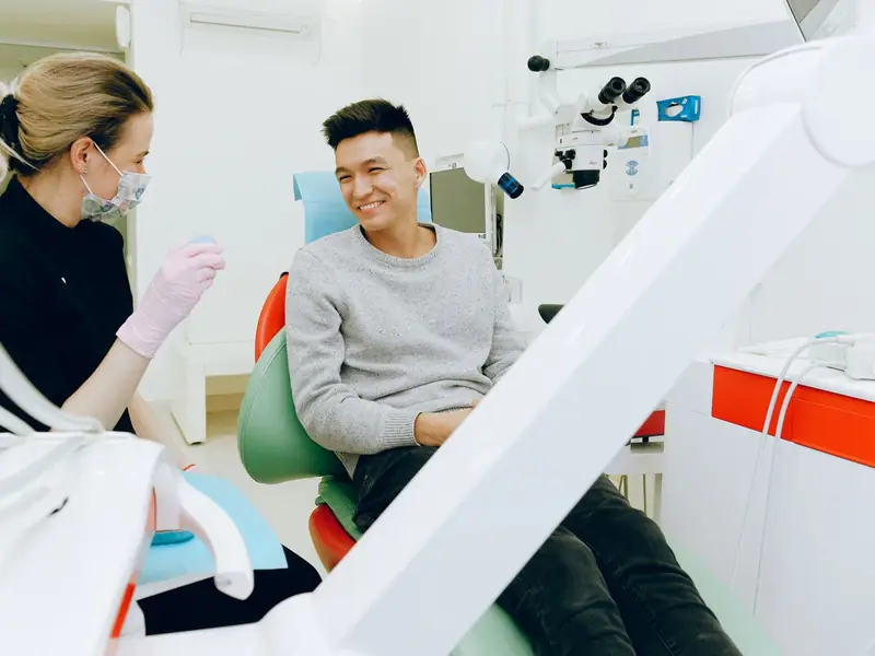 Patient smiling in a dental chair